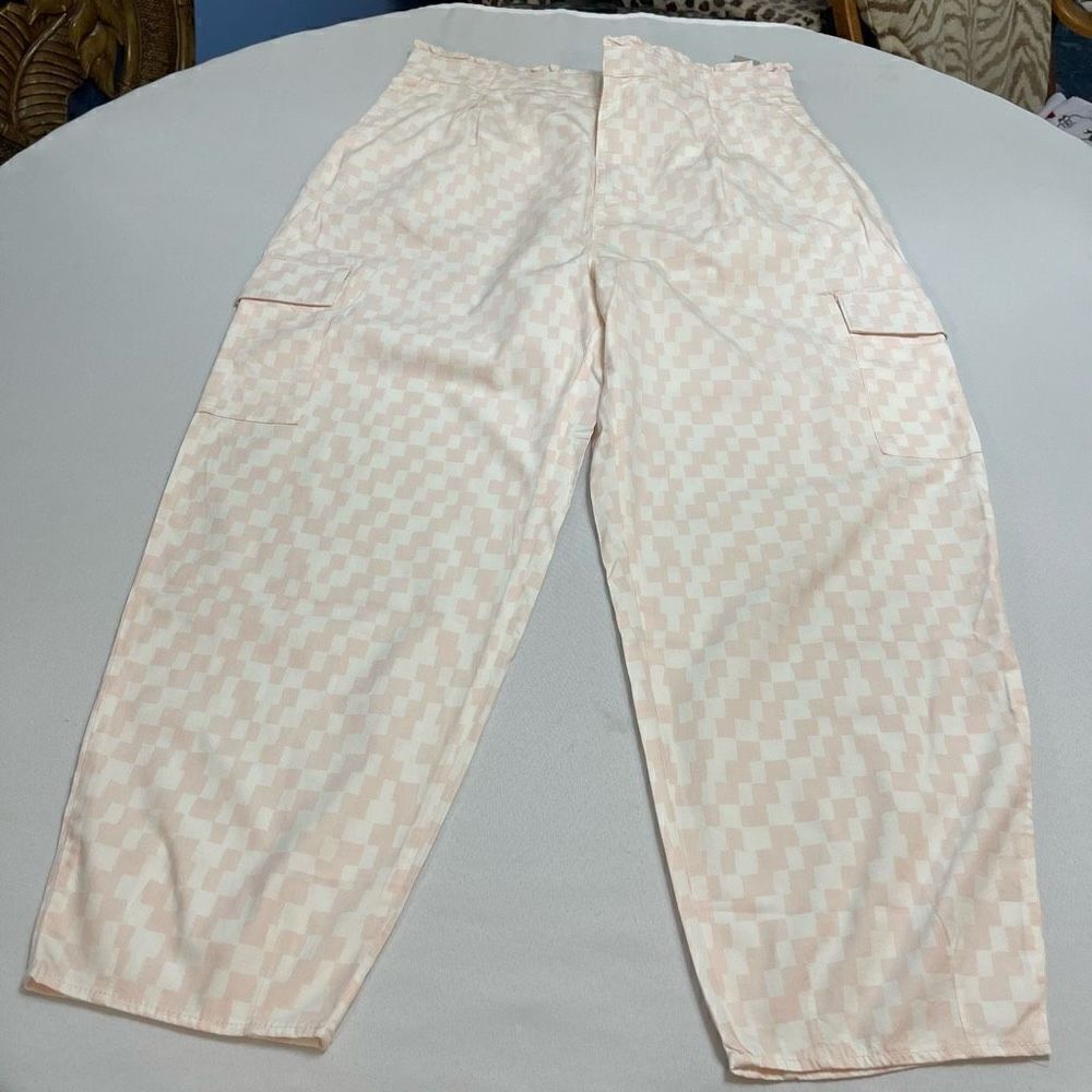 NWT BP Nordstrom Pink white Checkered Phoebe Check Pants Plus Size 1X New
